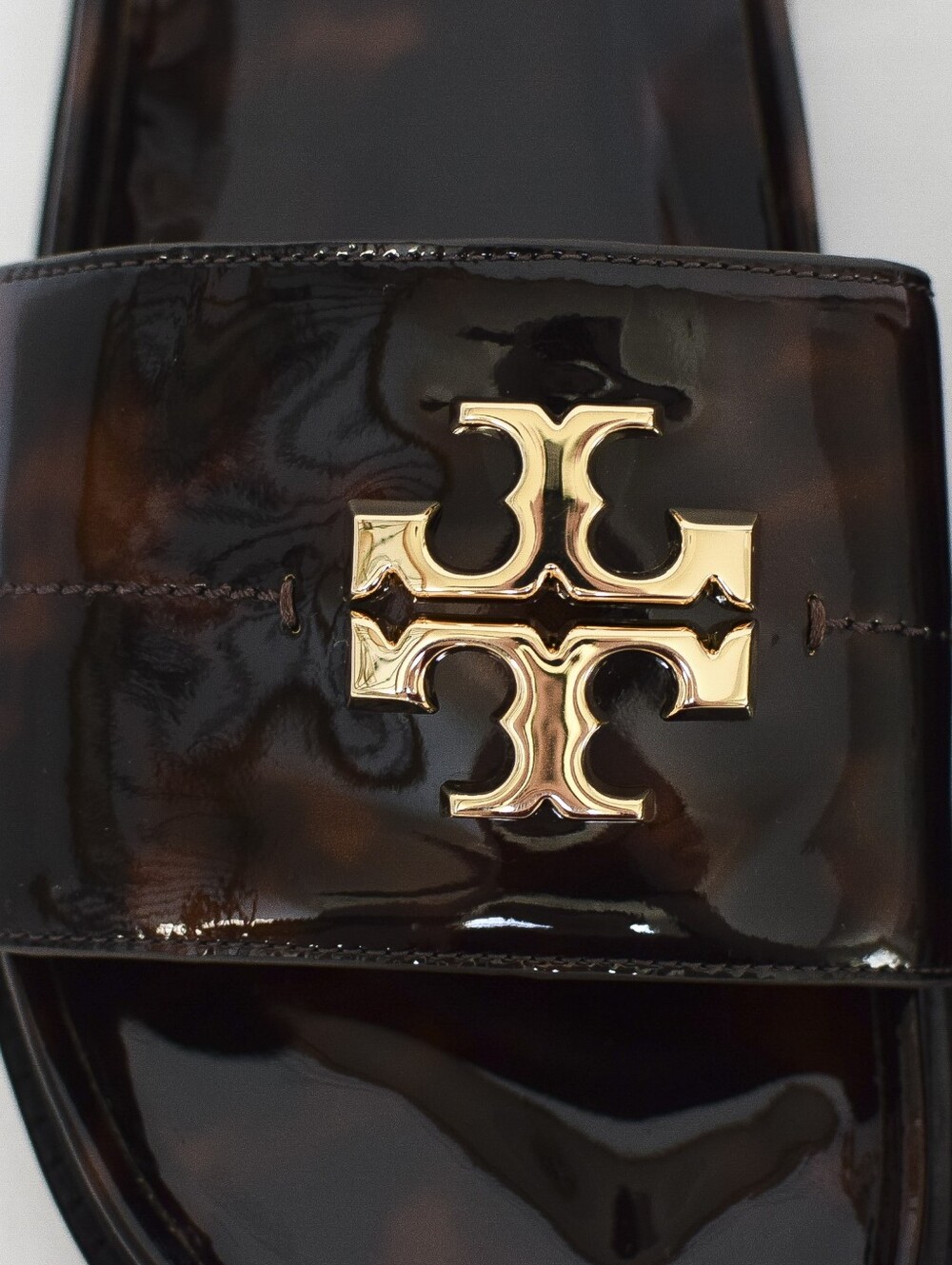🌸Tory Burch Everly Anatomic Lug Slide Sandals Tortoise Shell Leather Brown Sz 7 - Picture 3 of 16